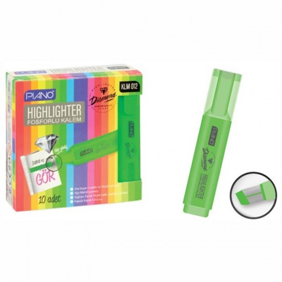 PIANO 475148 FOSFORLU DIAMOND KALEM KLM-012 10LU YEŞİL