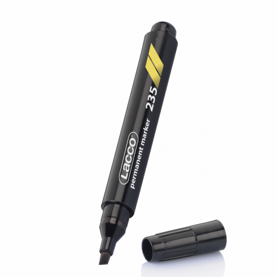 Lacco Permanent Markör - Kesik Uç - Siyah