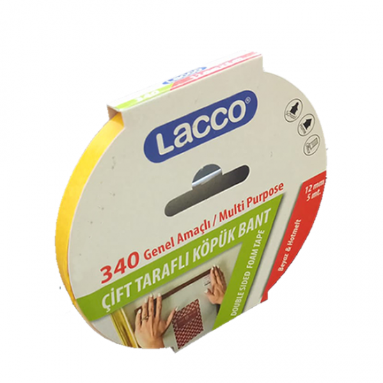 Lacco Çift Taraflı Köpük Bant   12 mm * 5 m.