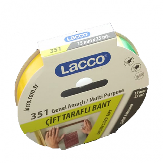 Lacco Çift Taraflı Bant 15 mm * 25 m.