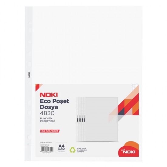 Noki Poşet Dosya Delikli Eco A4 100'lü 4830